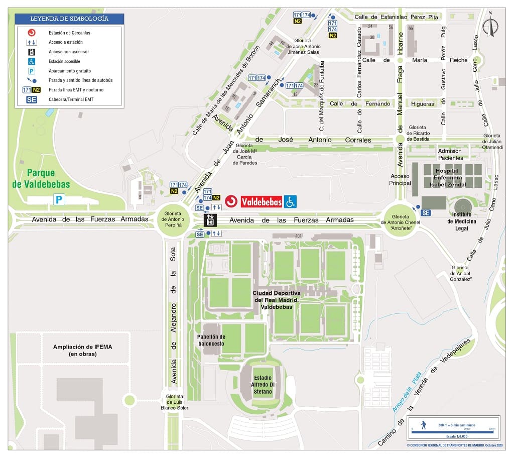 Zonal map of the Valdebebas Cercanías station